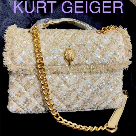KURT GEIGER Kensington SEQUINED TWEED convertible shoulder crossbody bag - Picture 1 of 16